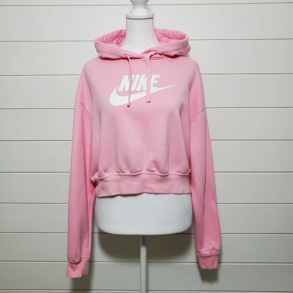 Nike Girl Sportswear Fleece Crop‎ Pink Hoodie. Size: S